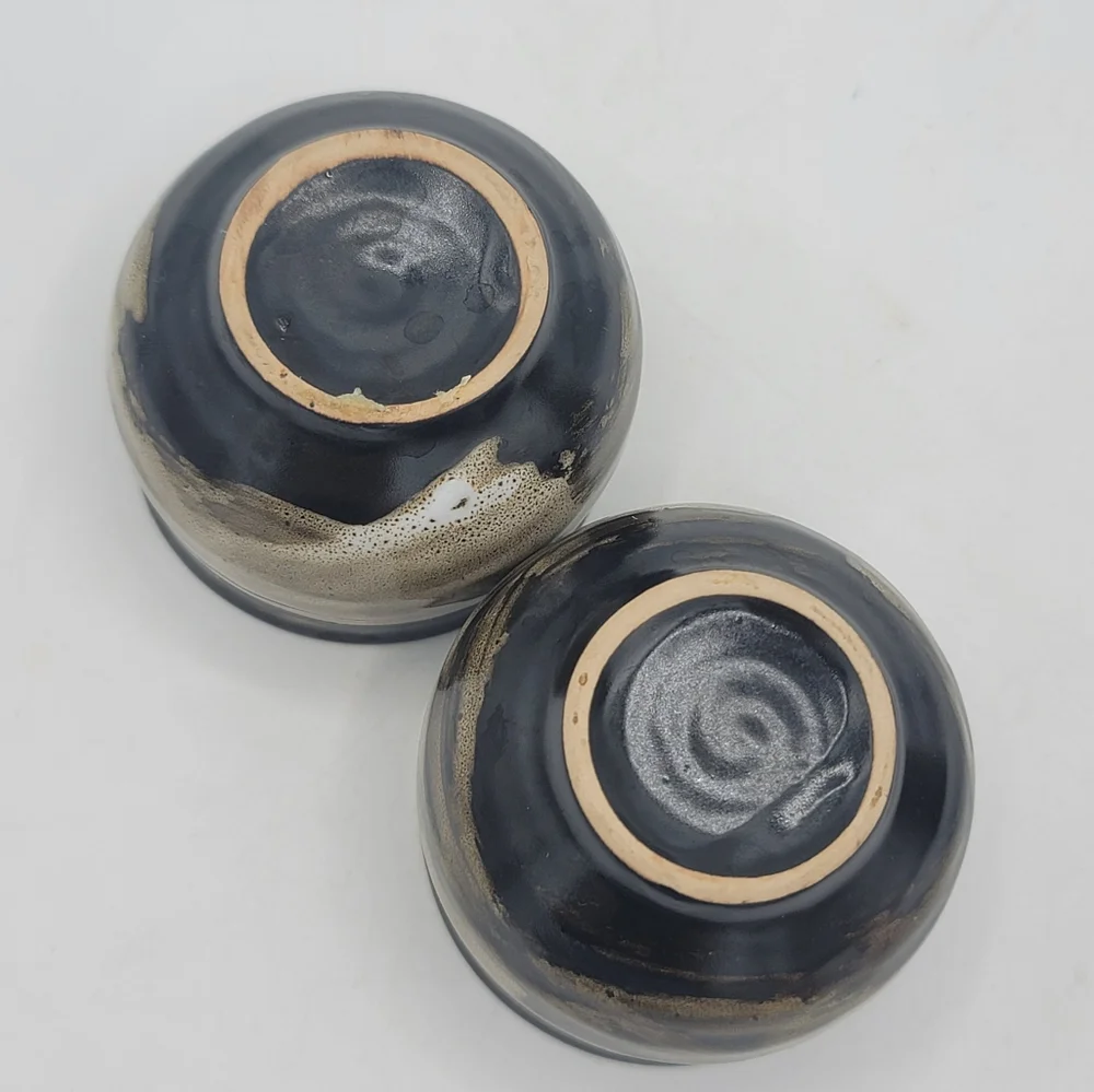 Black & Bronze Japanese Style Sake Set – Tokkuri & Ochoko Cups, 3 Pc Set Vintage